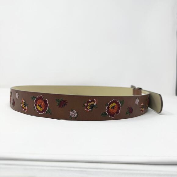 Time and Tru Brown Floral Embroidered Vegan Leather Belt Boho Women's Plus Sz 2X - Picture 8 of 12